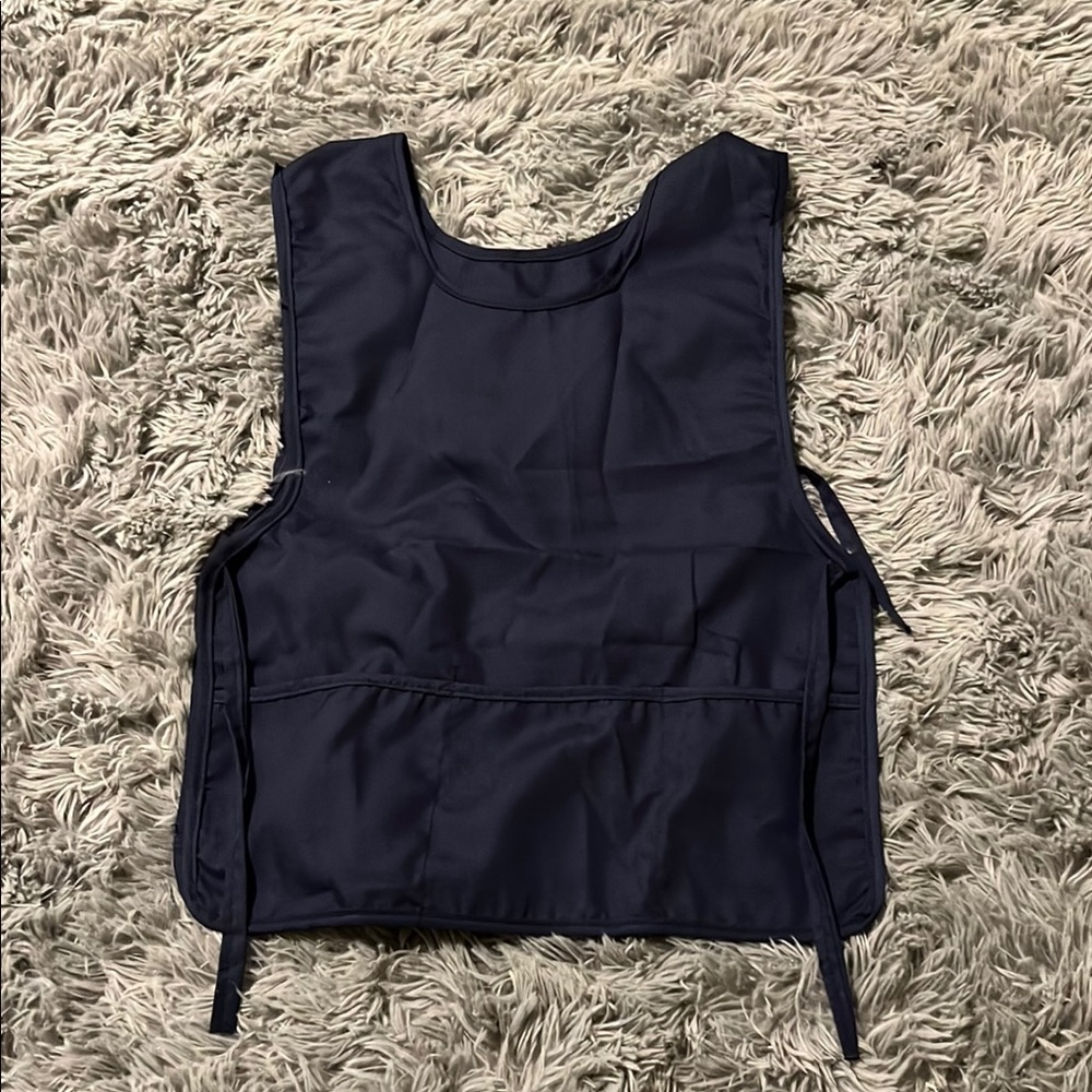 Navy Blue Sleeveless Apron With Pocket